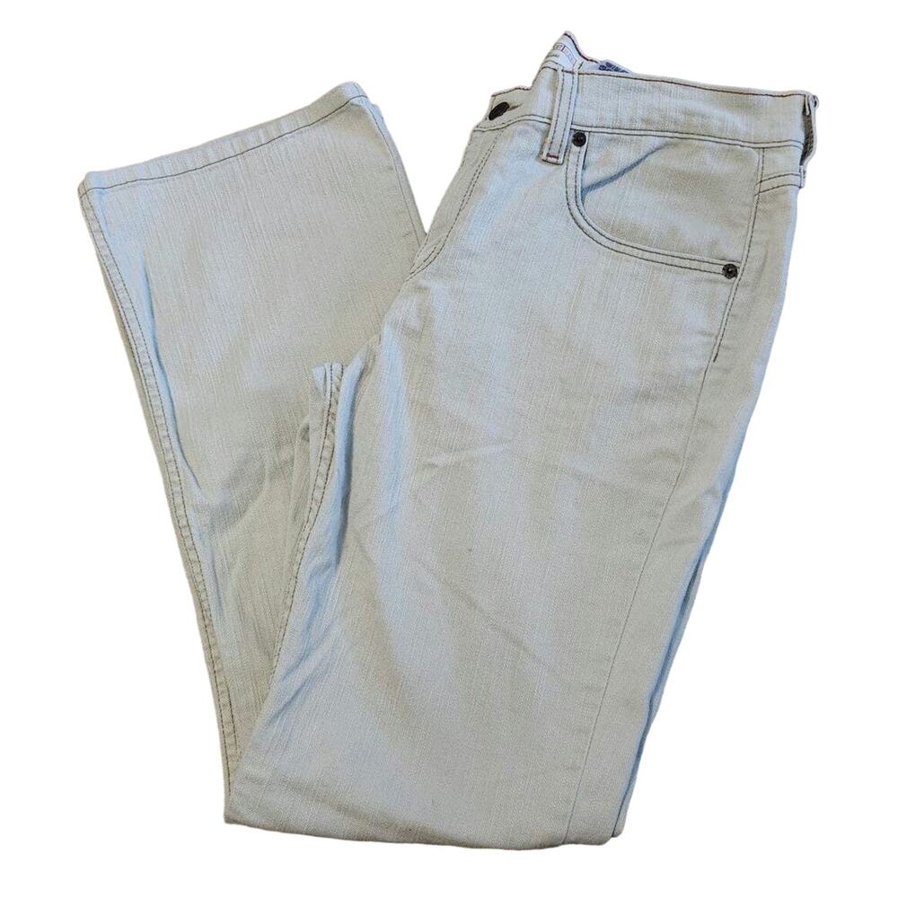 Levis Strauss sz 10 Stretch Bootcut JEANS Gray White Wash